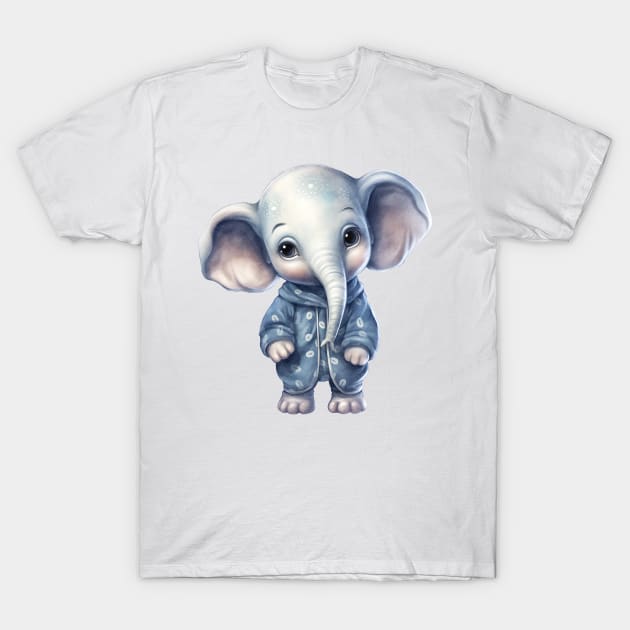 African Elephant Wearing Pajamas T-Shirt by Chromatic Fusion Studio